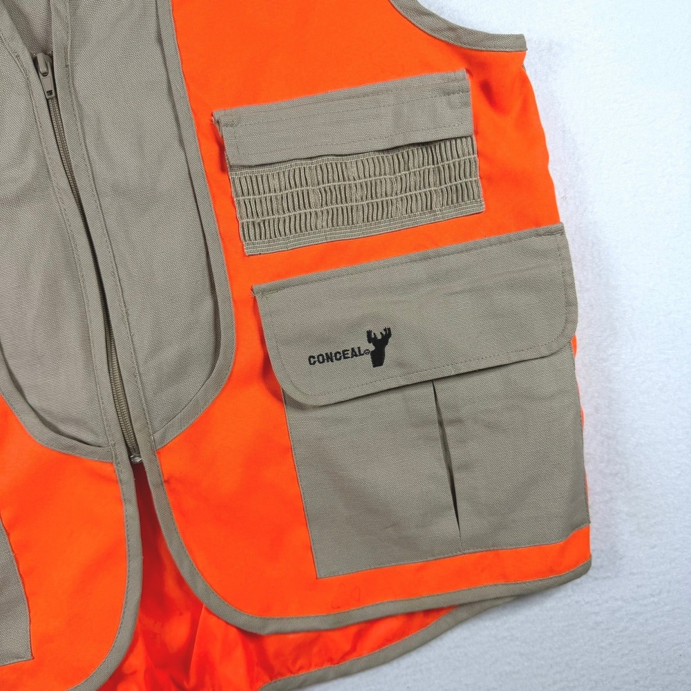 Winchester Mens Blaze Orange Tan Cotton Duck Canvas Hunting Game Vest Medium - Picture 5 of 11